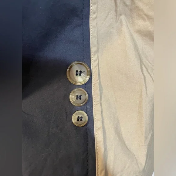 Vintage Brooks Brothers Navy Blue Trench Coat Size Large Missing Zip In Lining - Picture 6 of 16